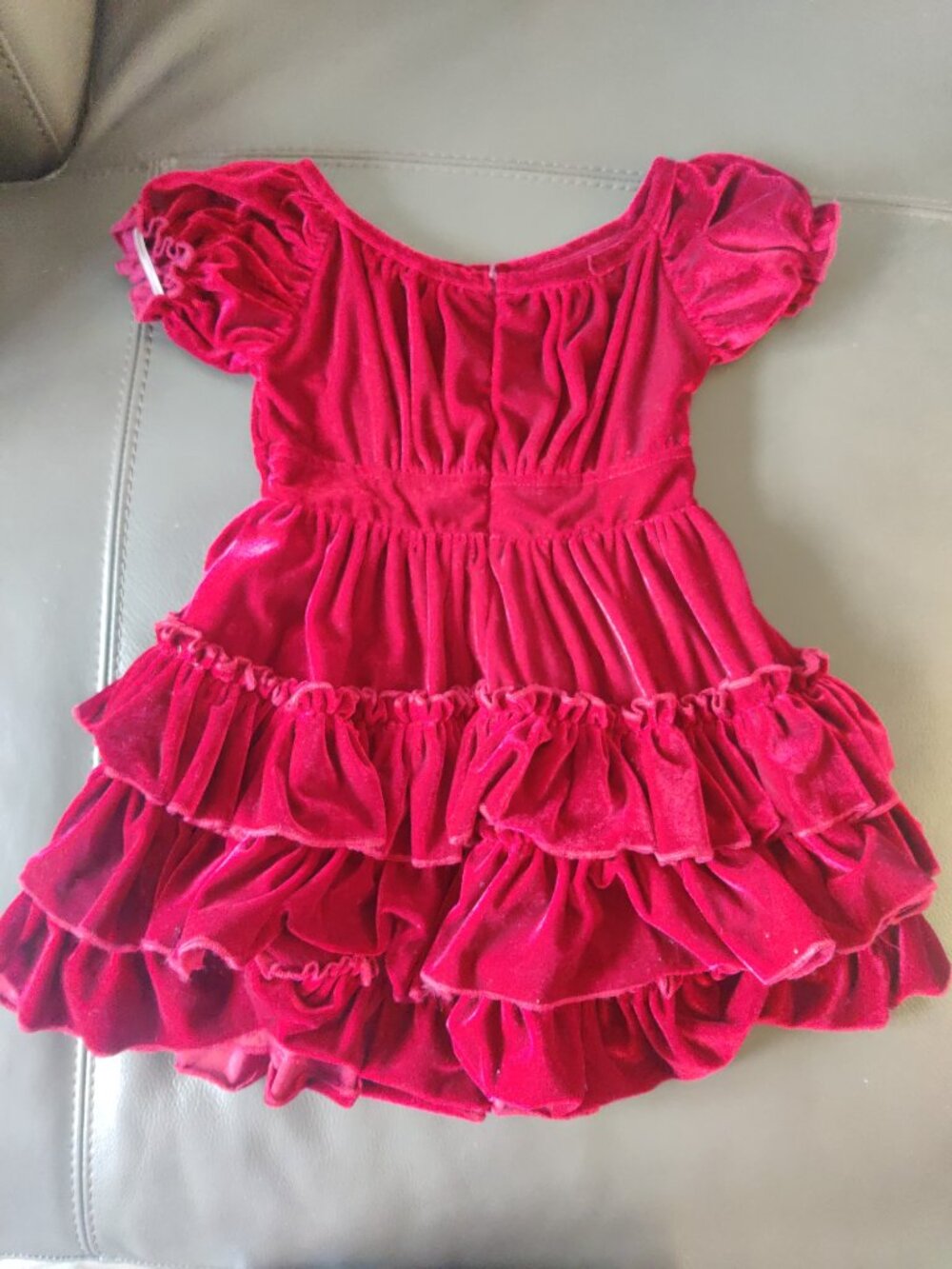Trish Scilly red velvet tiered dress size 5 - Picture 3 of 4